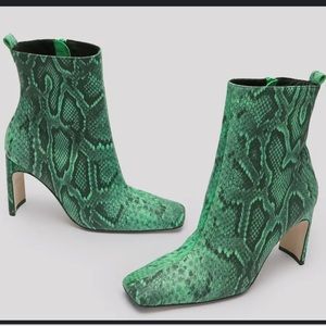 Miista Marcelle Neon Green Snake Leather Boots